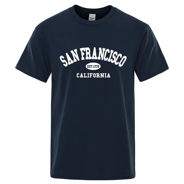 California San Francisco Lettering Casual T-Shirts