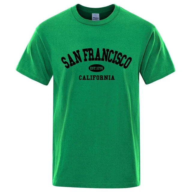 California San Francisco Lettering Casual T-Shirts