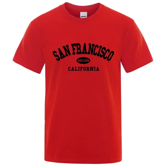 California San Francisco Lettering Casual T-Shirts