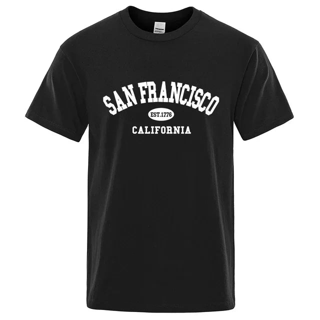 California San Francisco Lettering Casual T-Shirts