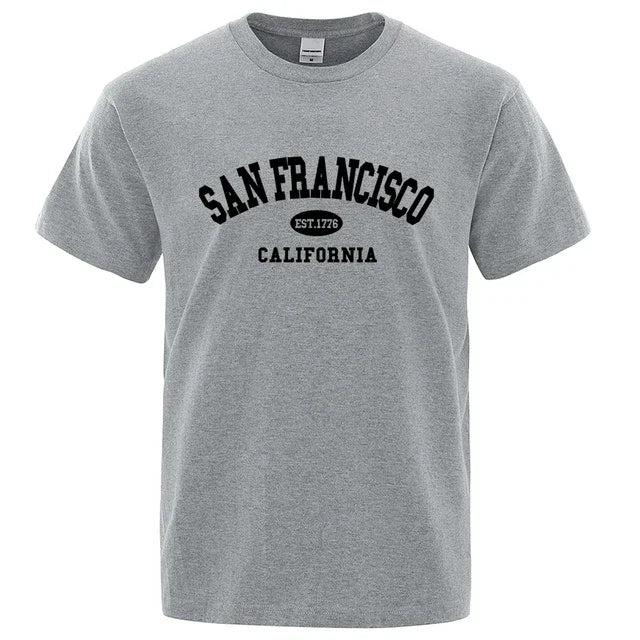 California San Francisco Lettering Casual T-Shirts