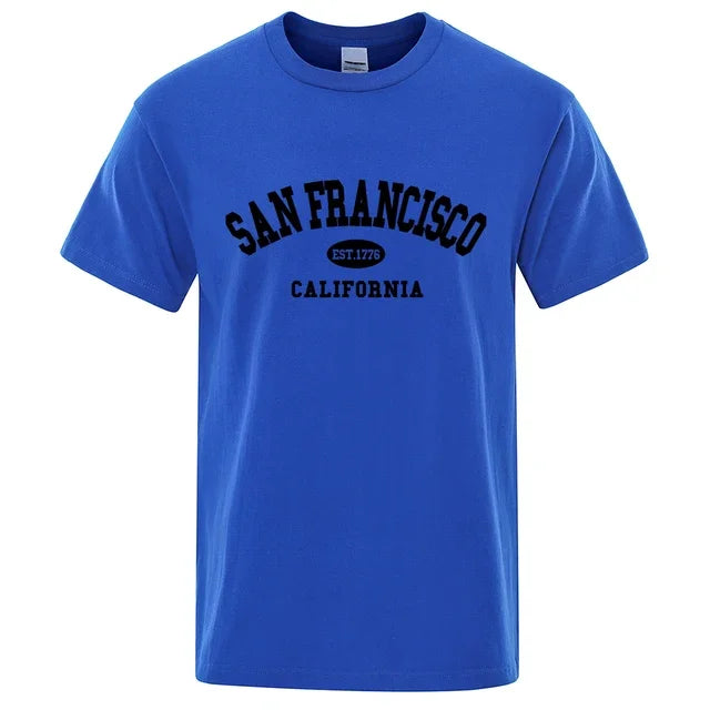 California San Francisco Lettering Casual T-Shirts