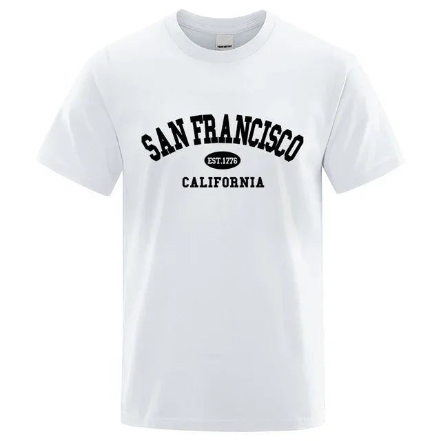 California San Francisco Lettering Casual T-Shirts