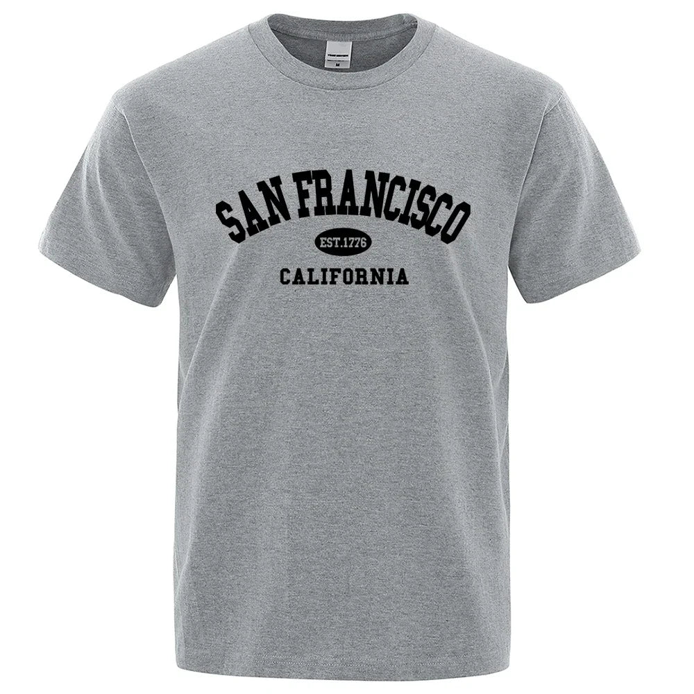 California San Francisco Lettering Casual T-Shirts
