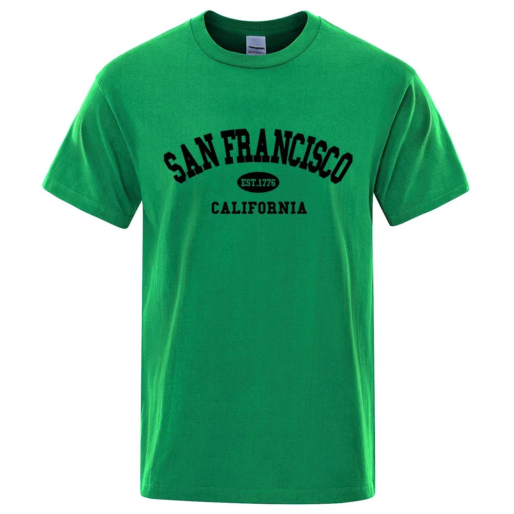 California San Francisco Lettering Casual T-Shirts